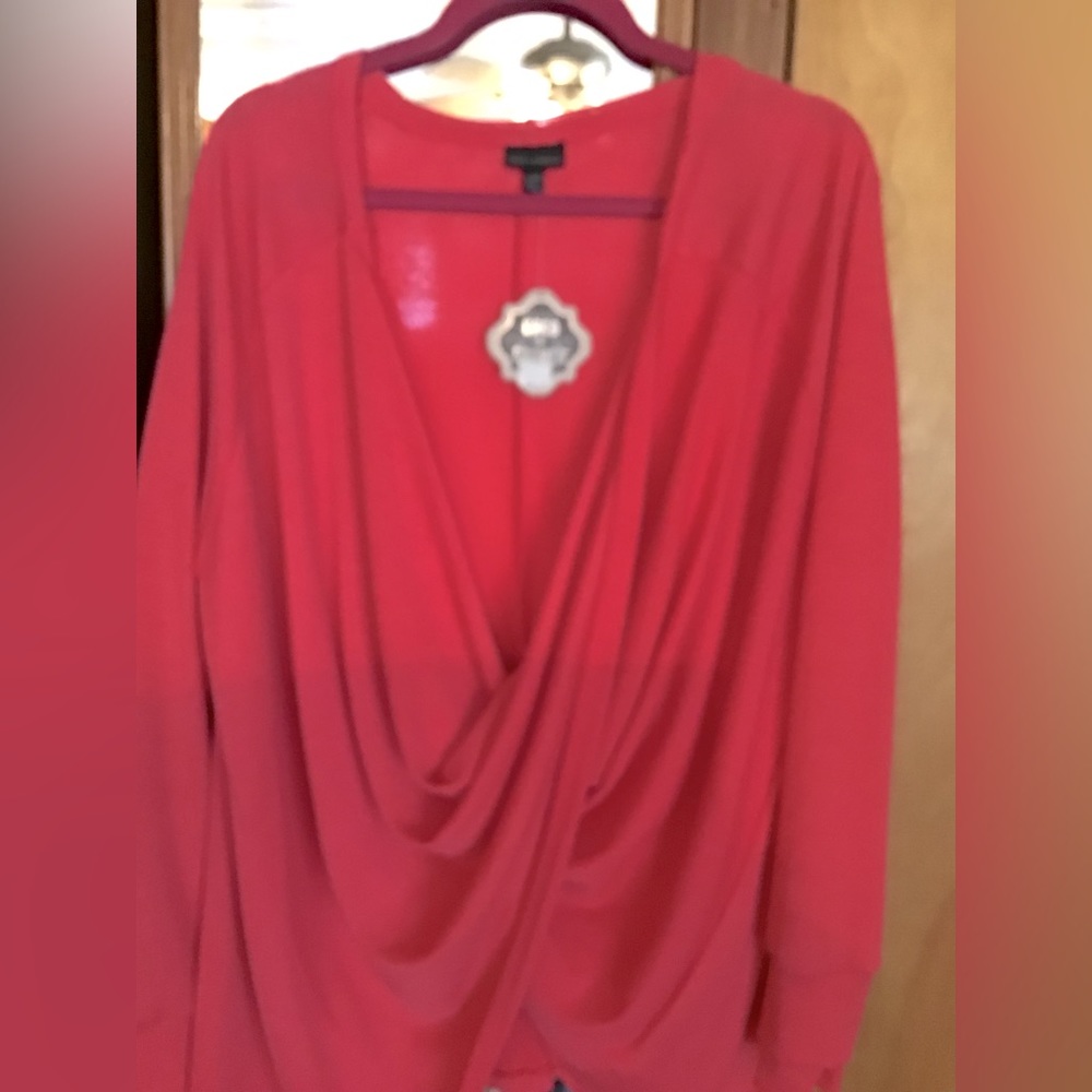 Women's Red Drape Front Sweater